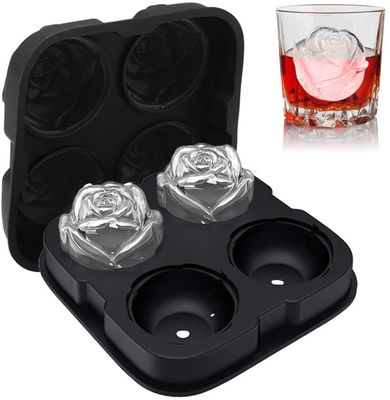 Σιλικόνη Rose Ice Ball Maker Εύκολη απελευθέρωση Μεγάλος κύβος πάγου για Cocktail Snack Trays