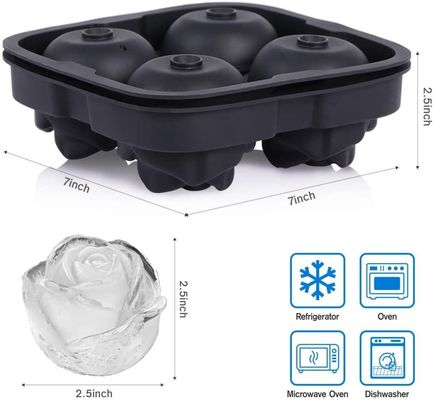 Σιλικόνη Rose Ice Ball Maker Εύκολη απελευθέρωση Μεγάλος κύβος πάγου για Cocktail Snack Trays
