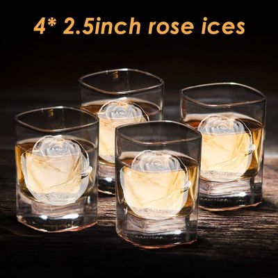 Σιλικόνη Rose Ice Ball Maker Εύκολη απελευθέρωση Μεγάλος κύβος πάγου για Cocktail Snack Trays