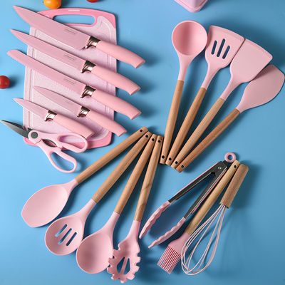 19 PCS Αντικαρδιόμενα Σιλικόνιο Εργαλεία Μαγειρικής Εγκαταστήστε ανθεκτικά εργαλεία μαγειρικής για την κουζίνα σας